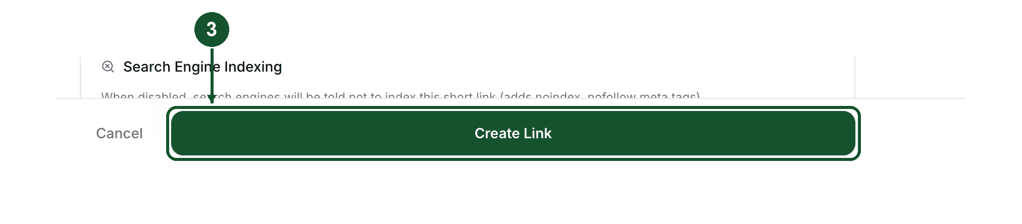 Step 3: the Create Link button at the bottom of the form