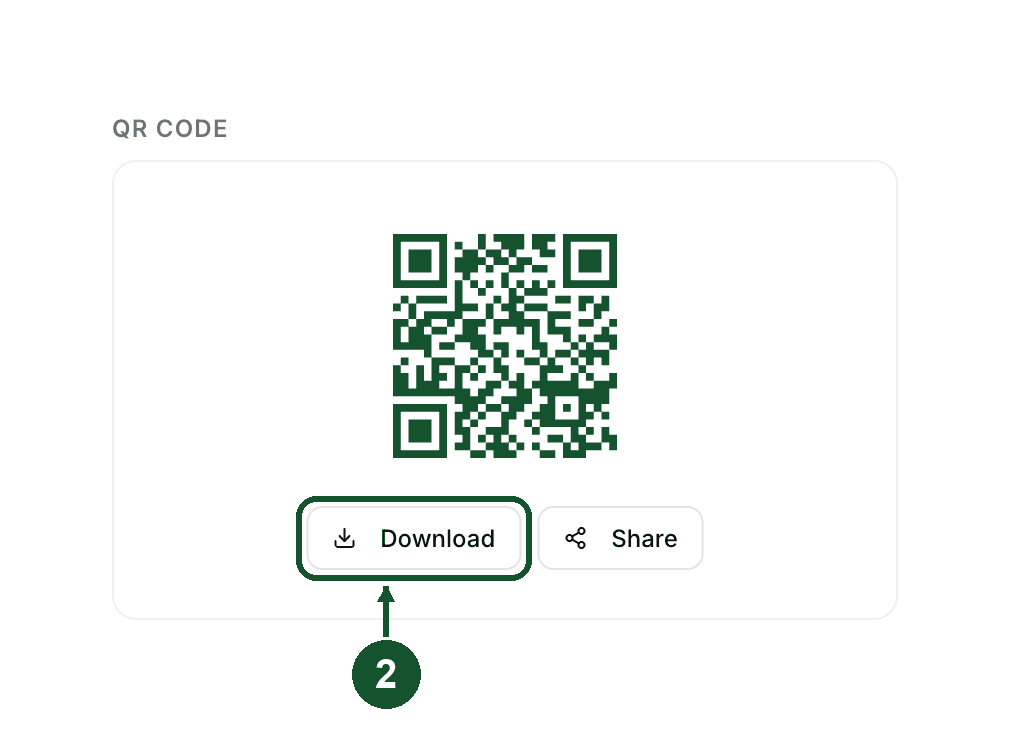 Step 2: the QR Code section of the details panel with the Download button