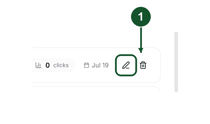The pencil icon on a link row in the Links list