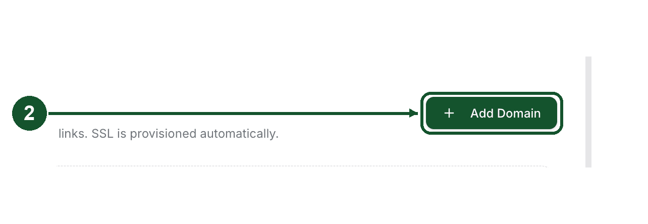 Step 2: the Add Domain button on the Custom Domains panel