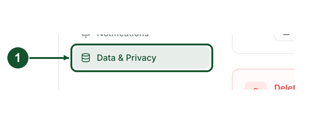 Step 1: the Data & Privacy tab in the Settings menu