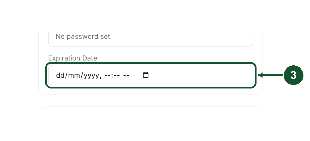 Step 3 close up: the empty Expiration Date field and its calendar icon