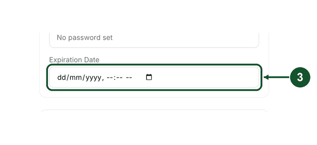 Step 3 close up: the empty Expiration Date field and its calendar icon