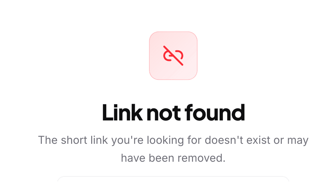 The "Link not found" page Flyn shows when no link matches the requested slug and host