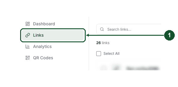 Close-up of the Links item in the sidebar
