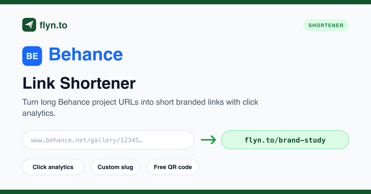 Free Behance Link Shortener, Shorten Behance Project URLs | Flyn