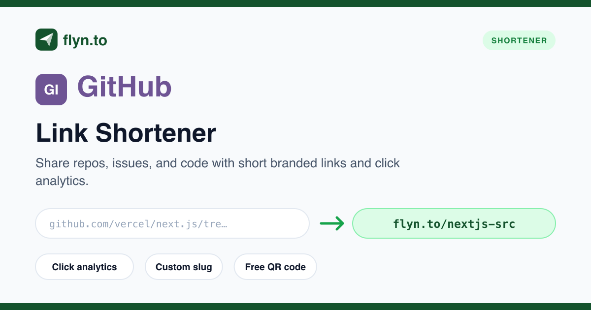 Free GitHub Link Shortener — Shorten GitHub URLs | Flyn