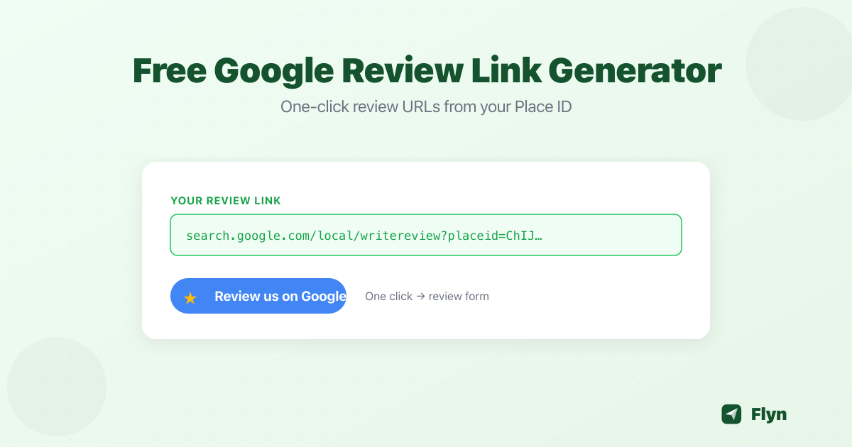 Free Google Review Link Generator, Direct Review URLs | Flyn