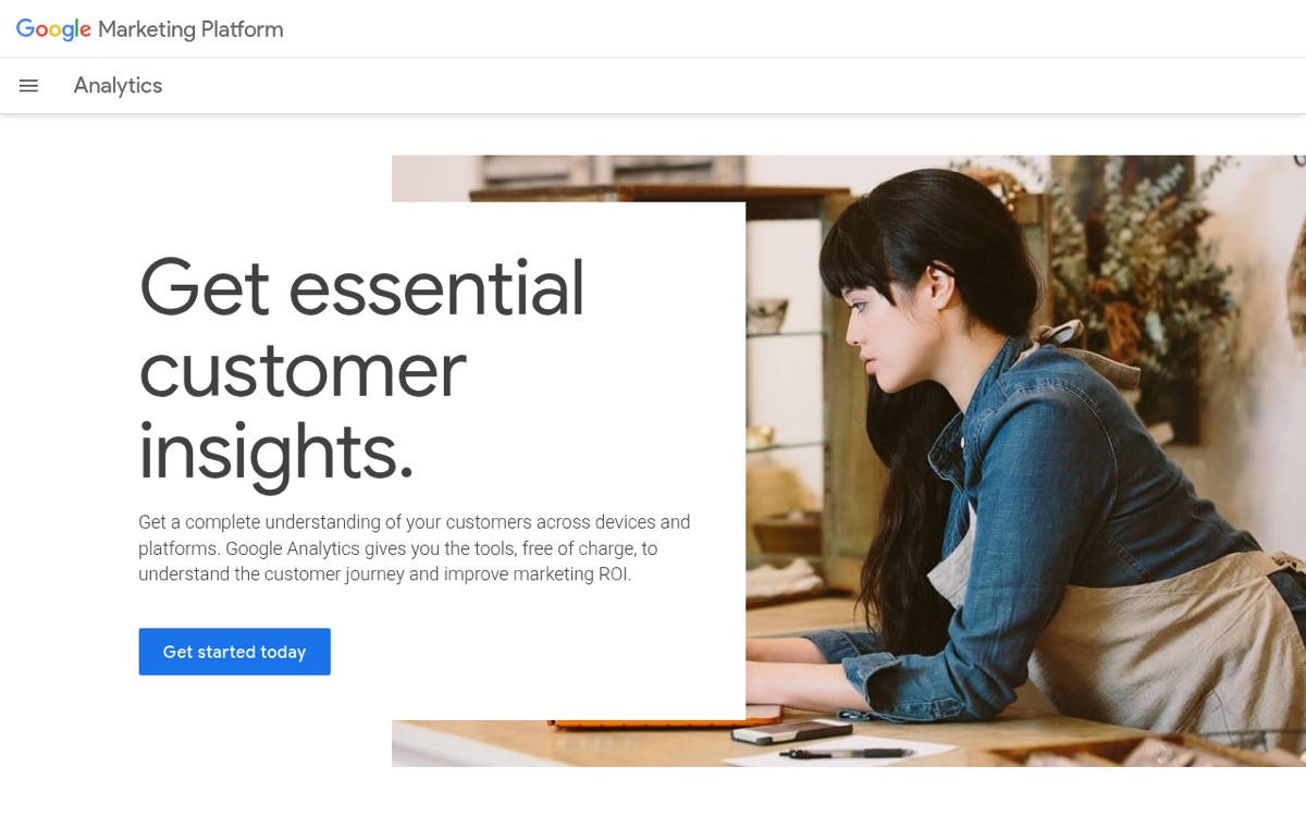 The Google Analytics 4 homepage in July 2026