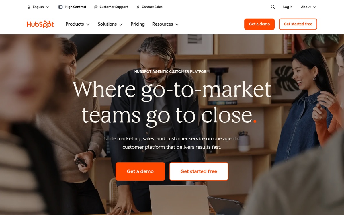 The HubSpot homepage in July 2026