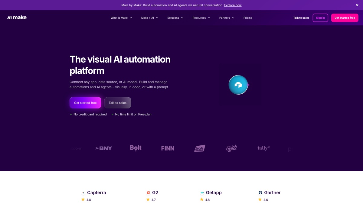 The Make homepage in July 2026