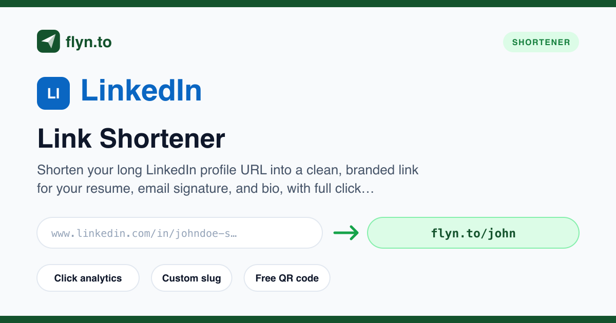 Free LinkedIn URL Shortener, Shorten Your Link | Flyn