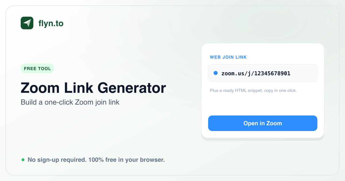 Zoom Link. Loading Free Zoom Link Generator, Build a Zoom Join Link | Flyn